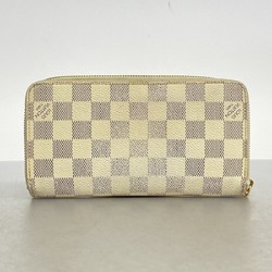 Louis Vuitton Long Wallet Damier Azur Zippy N60019 White Men's Women's