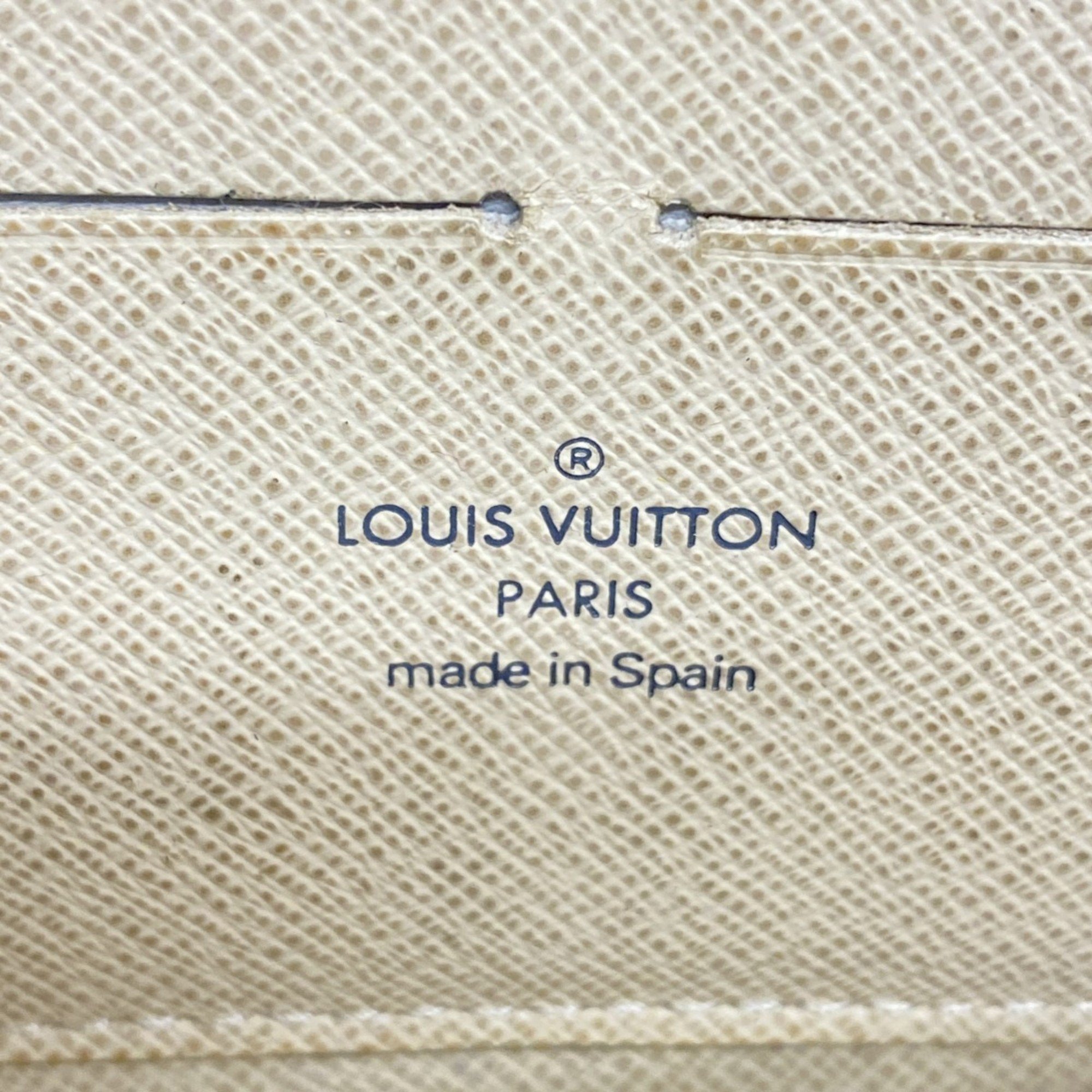 Louis Vuitton Long Wallet Damier Azur Zippy N60019 White Men's Women's