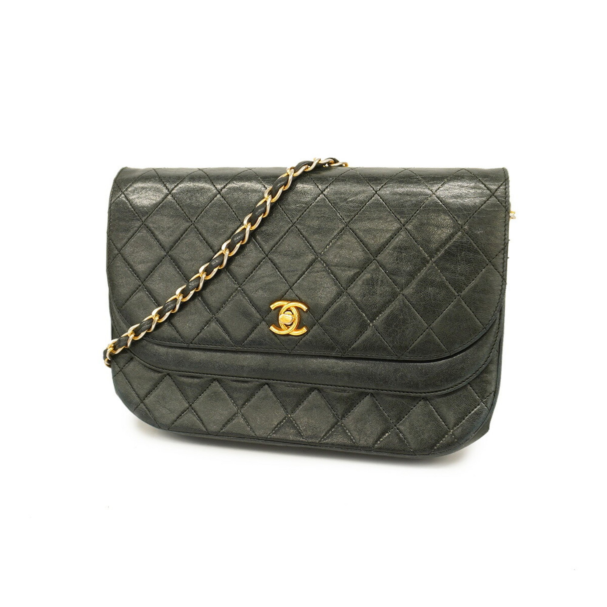 Chanel Shoulder Bag Matelasse Lambskin Black Women's