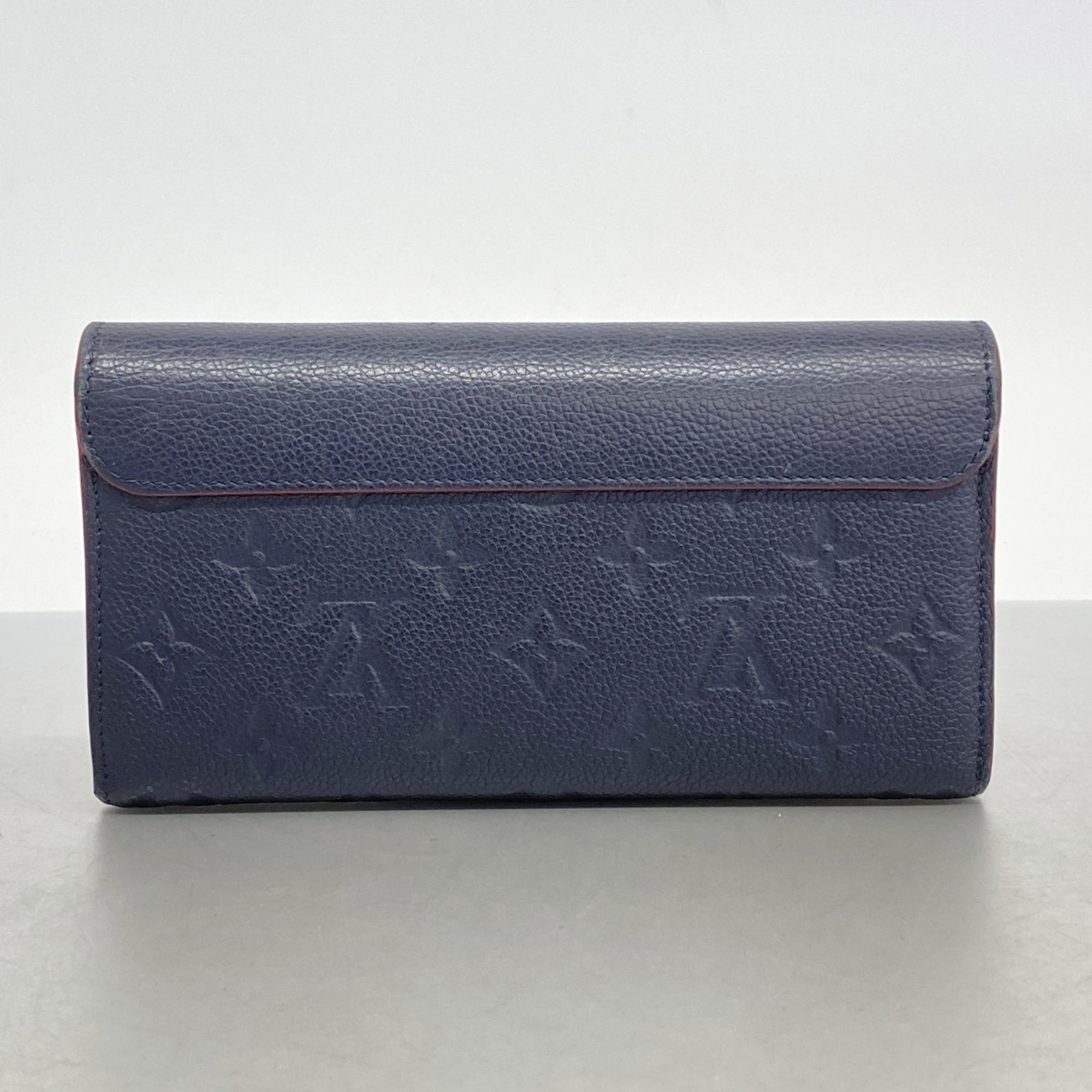 Louis Vuitton Long Wallet Monogram Empreinte Portefeuille Pont Neuf M62127 Marine Rouge Ladies