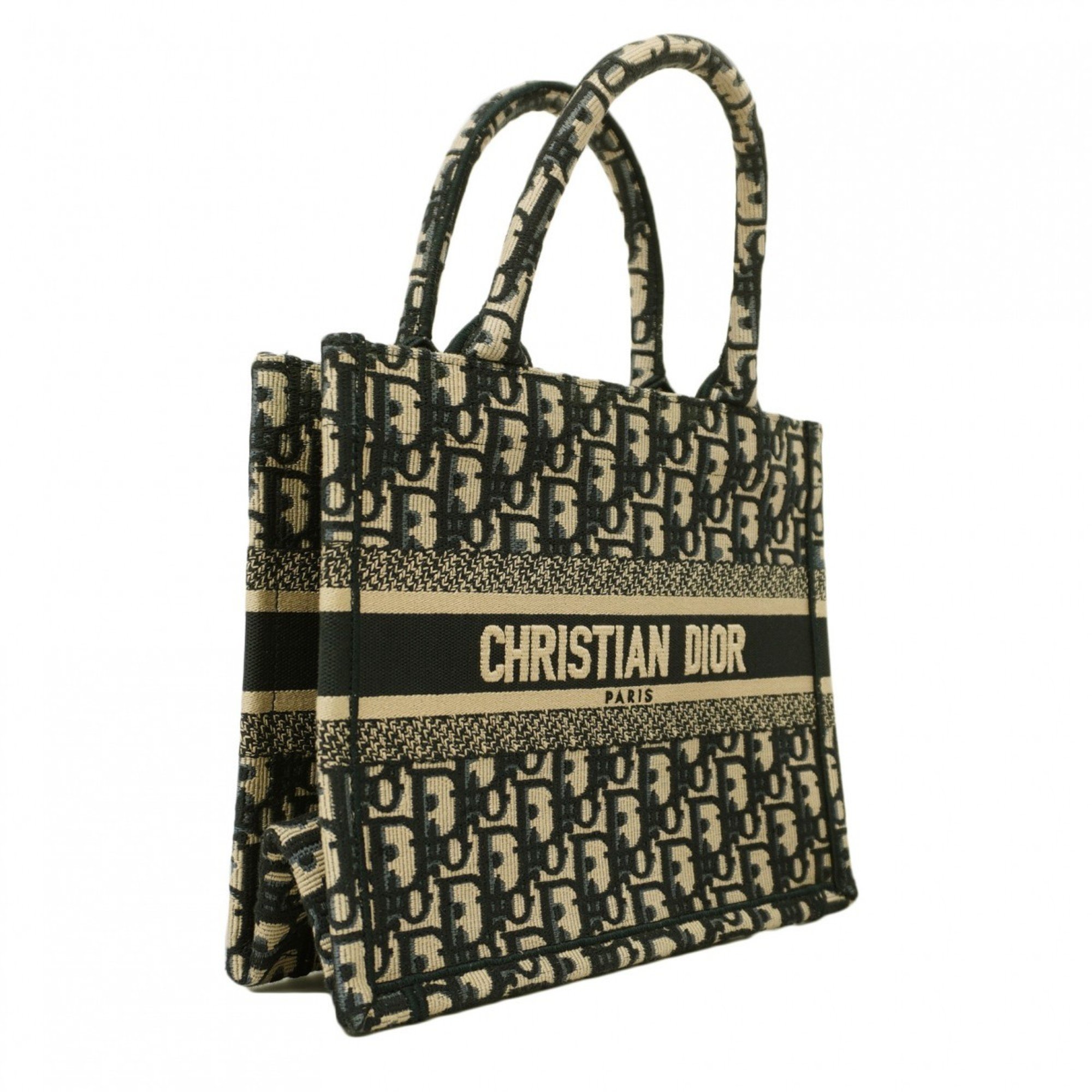 Christian Dior Tote Bag Trotter Book Small Canvas Navy Women's