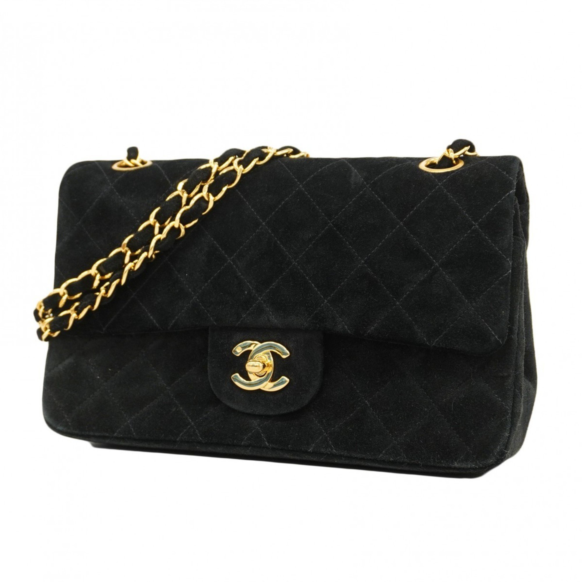 Chanel Shoulder Bag Matelasse Suede Black Women's