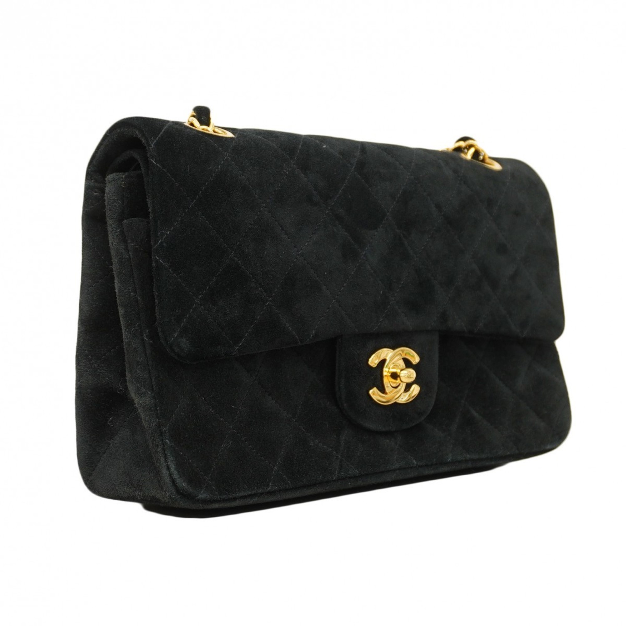 Chanel Shoulder Bag Matelasse Suede Black Women's