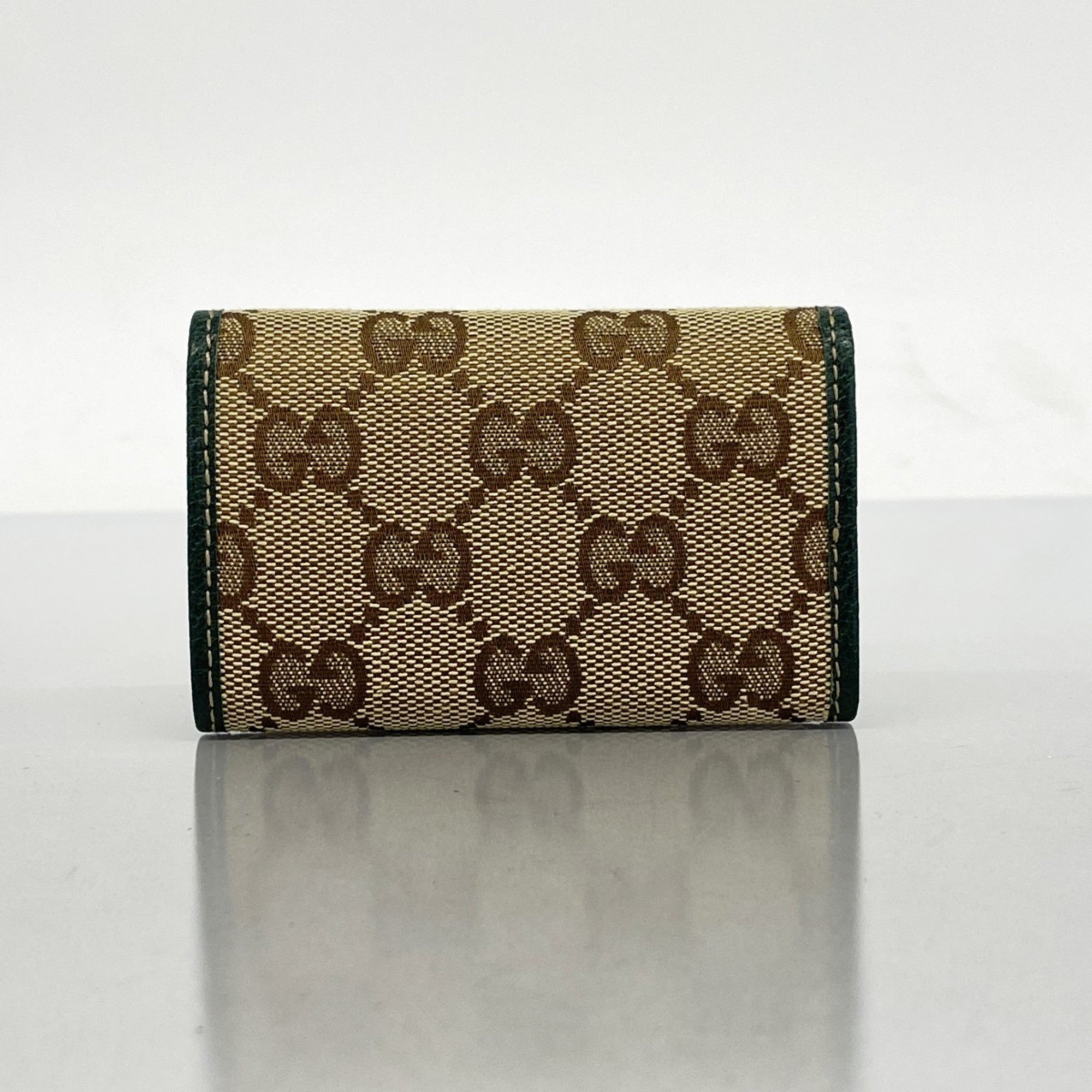 Gucci Key Case GG Canvas 138093 Brown Green Men's Women's