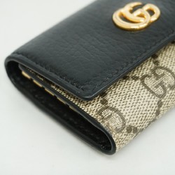 Gucci Key Case GG Marmont Supreme 456118 Leather Brown Black Women's