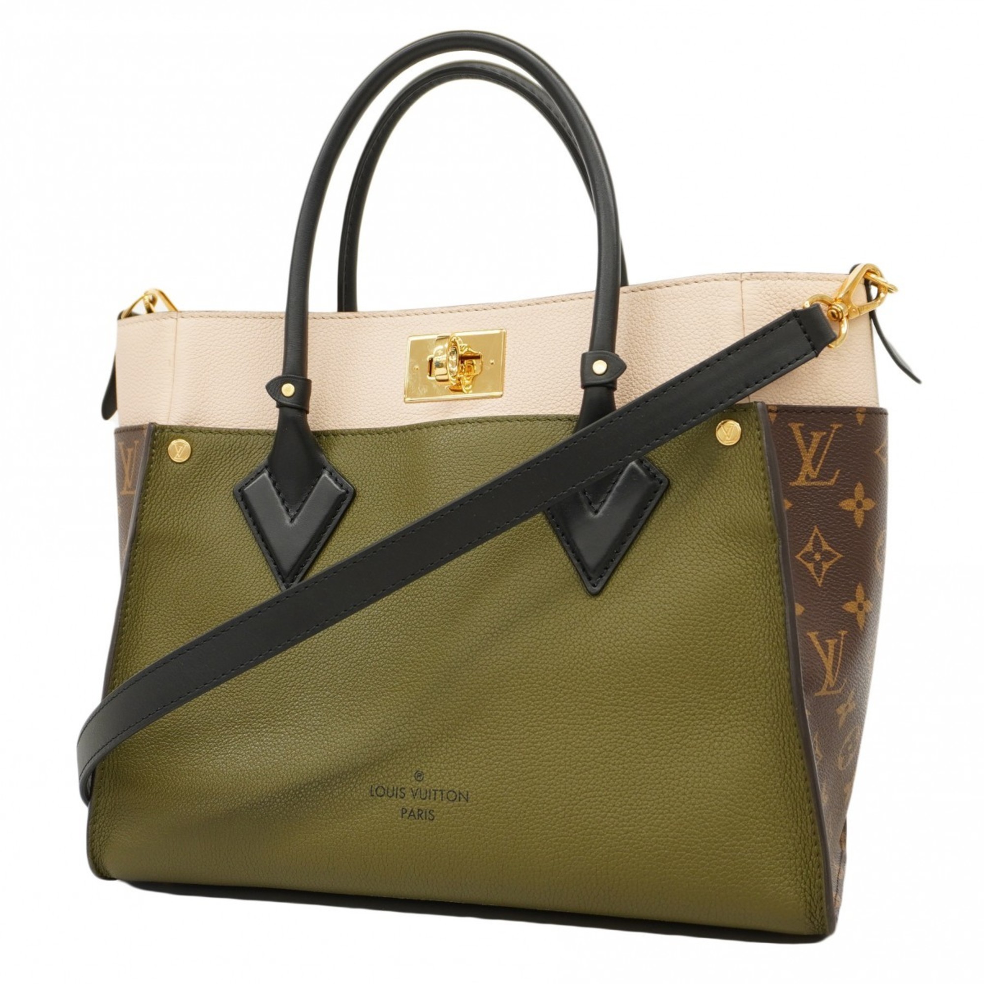 Louis Vuitton Handbag Monogram Calf On My Side MM M55302 Laurier Ladies