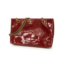 Chanel shoulder bag patent leather bordeaux ladies