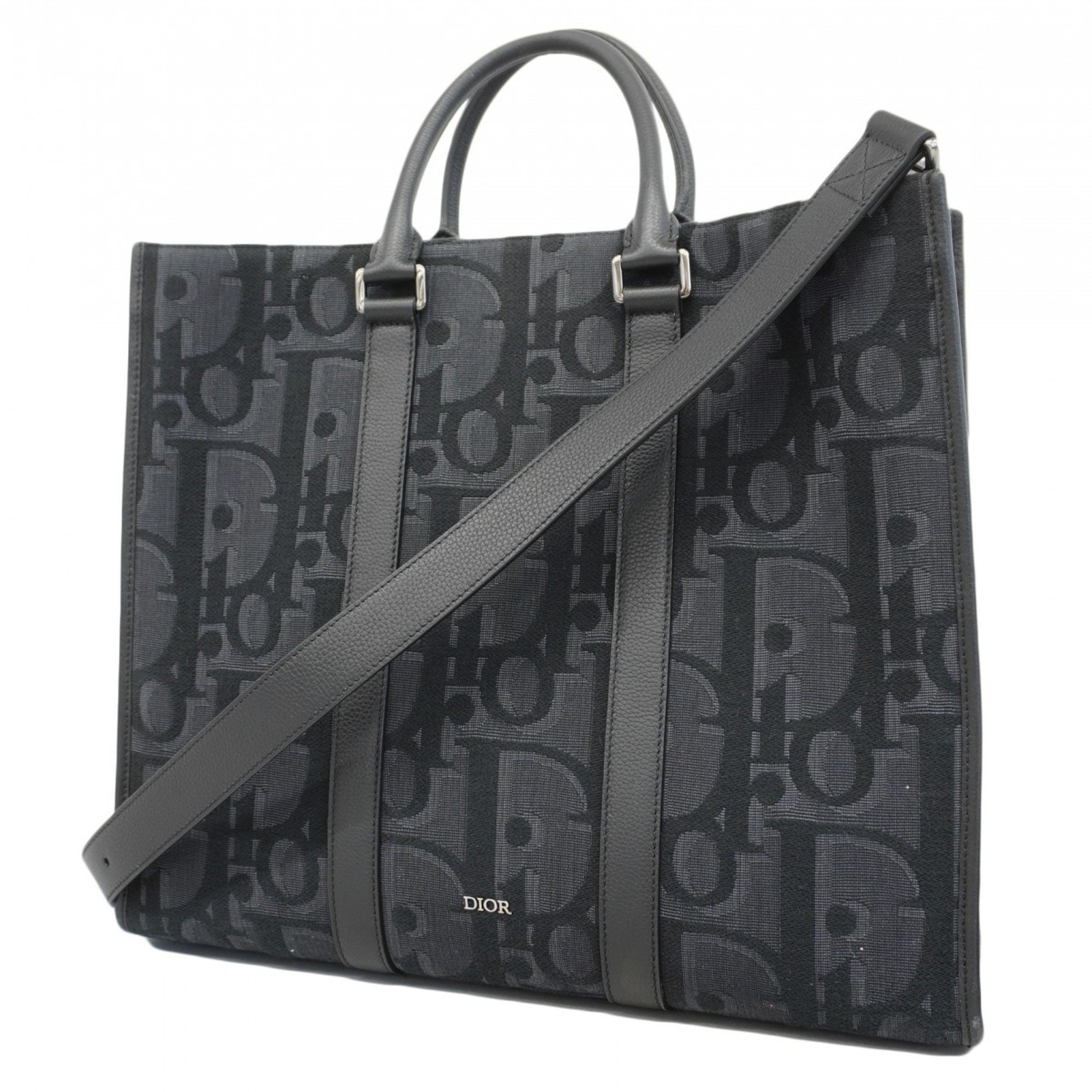 Christian Dior Tote Bag Trotter East West Canvas Black Men's