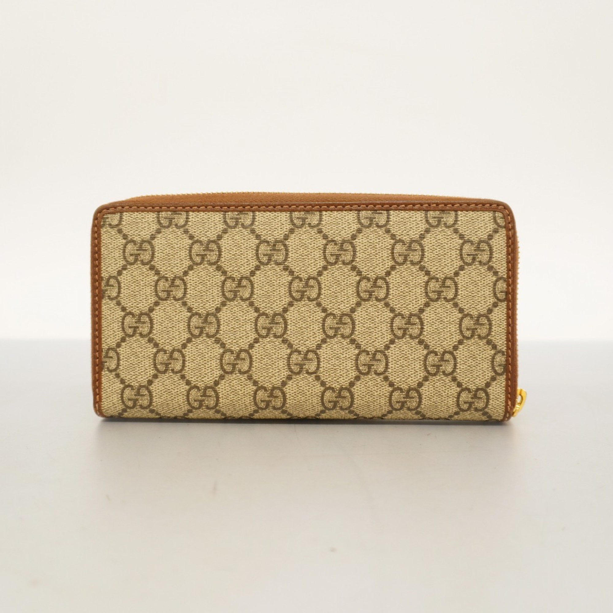 Gucci Long Wallet GG Supreme Horsebit 621889 Leather Brown Women's