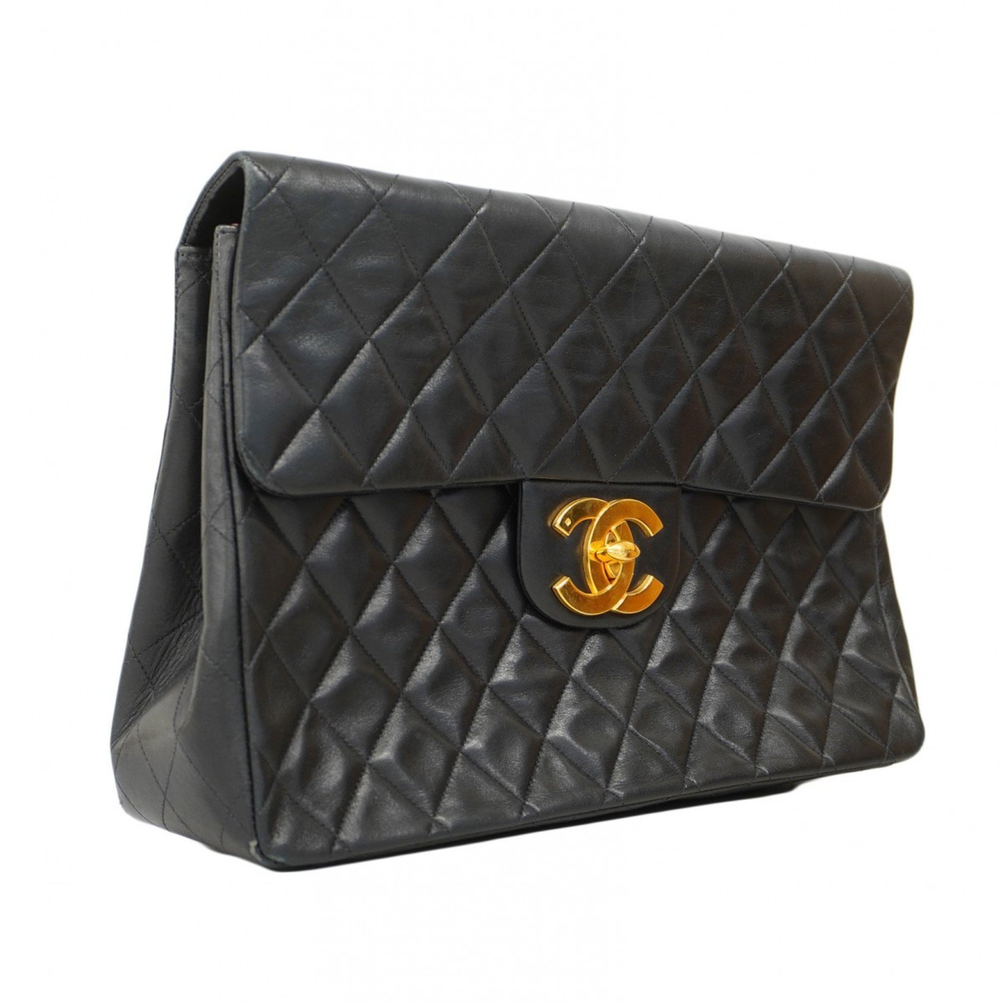 Chanel Shoulder Bag Deca Matelasse Lambskin Black Women's