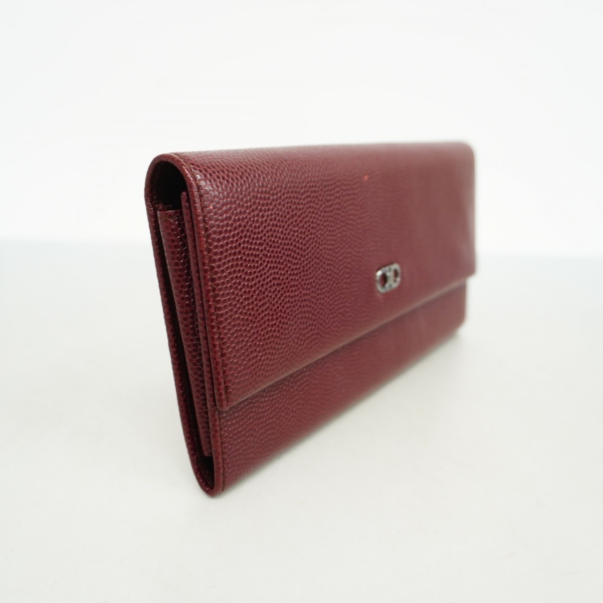 Salvatore Ferragamo Long Wallet Gancini Leather Bordeaux Women's