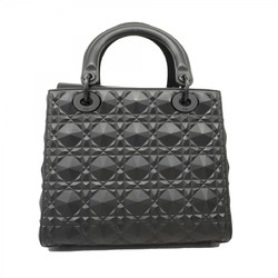 Christian Dior Handbag Cannage Lady Leather Black Ladies