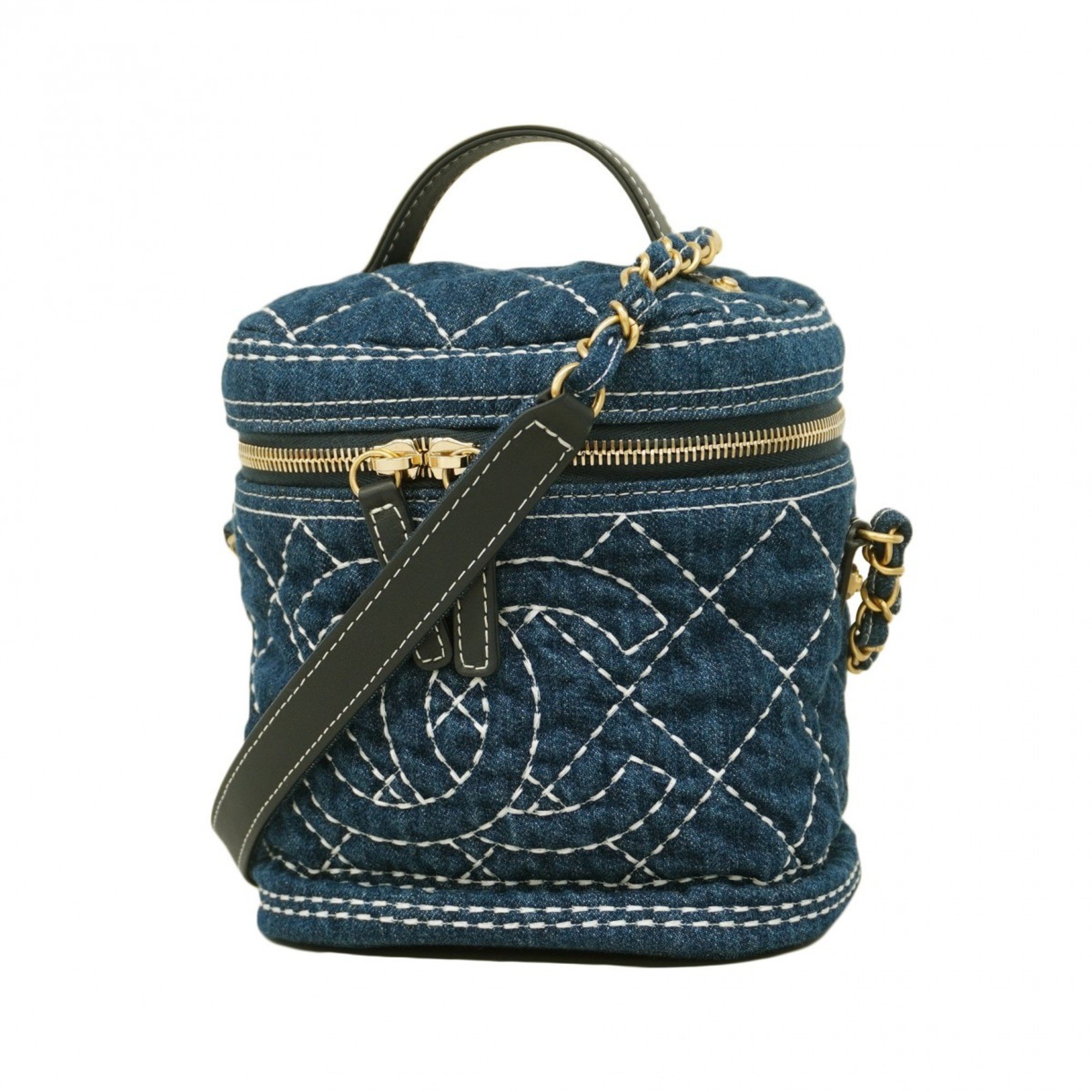 Chanel Vanity Bag Denim Blue Women's