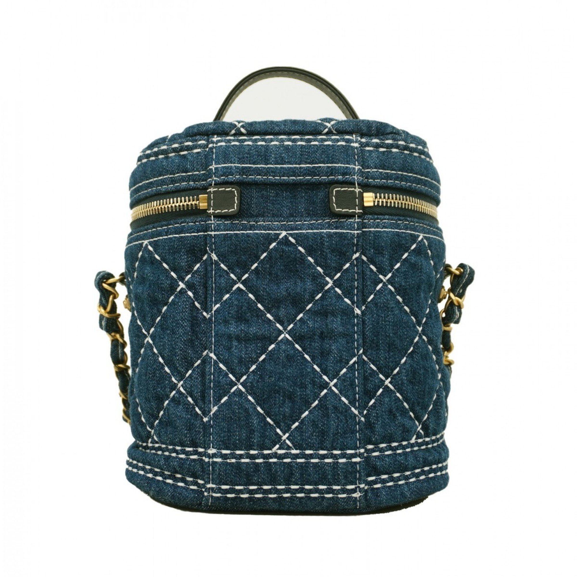 Chanel Vanity Bag Denim Blue Women's