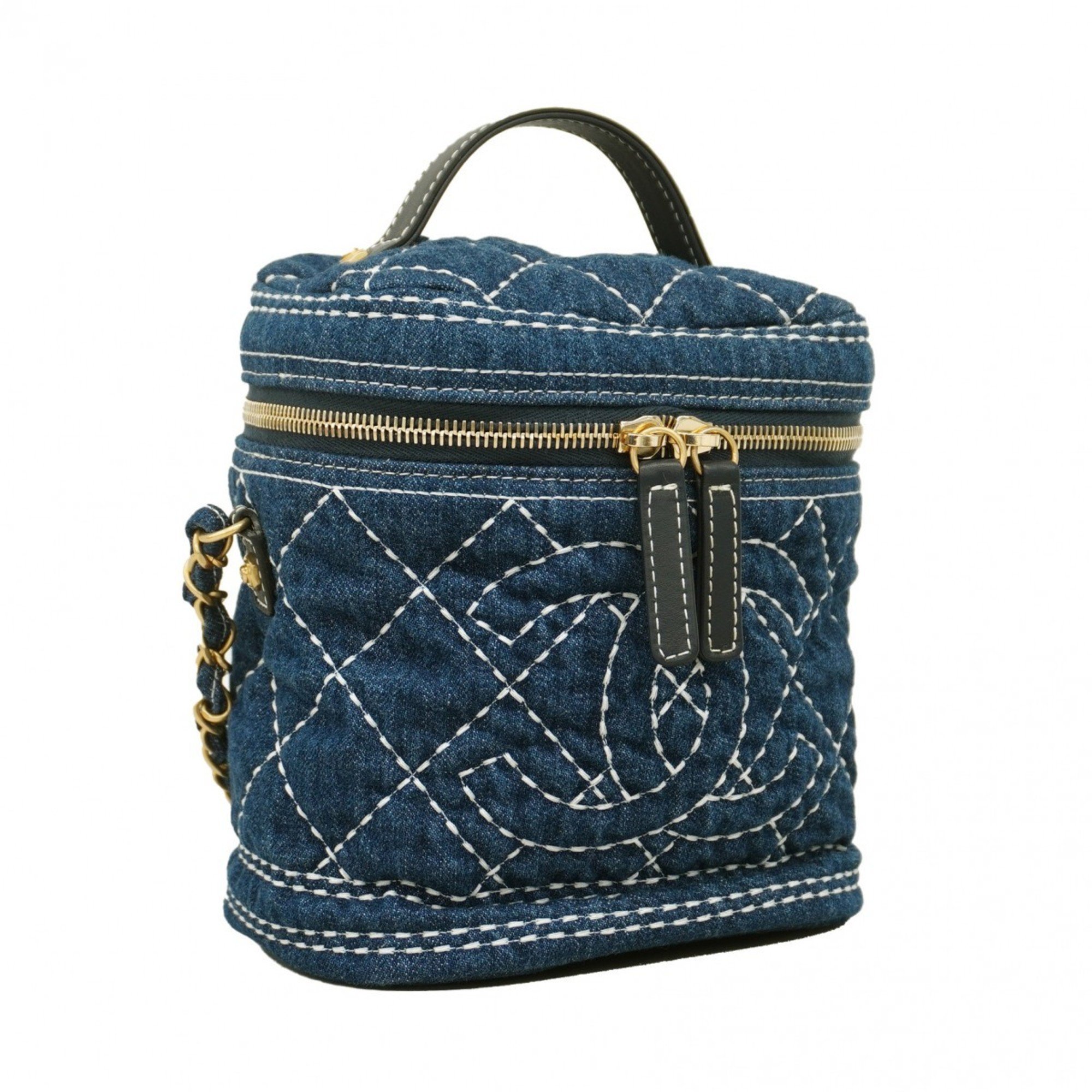 Chanel Vanity Bag Denim Blue Women's