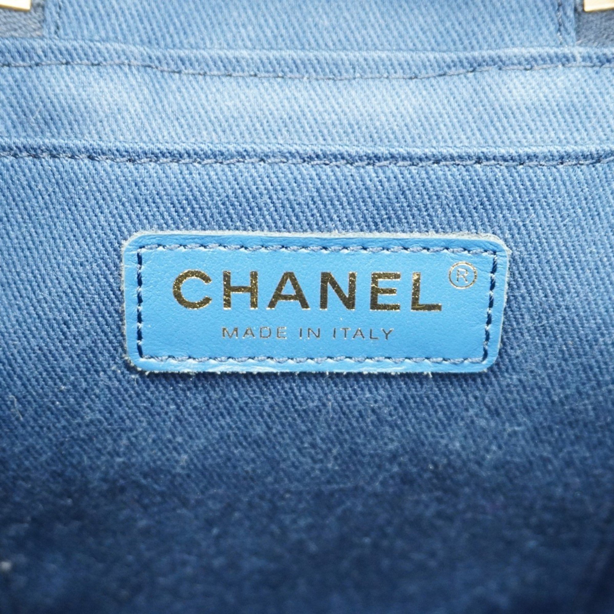 Chanel Vanity Bag Denim Blue Women's