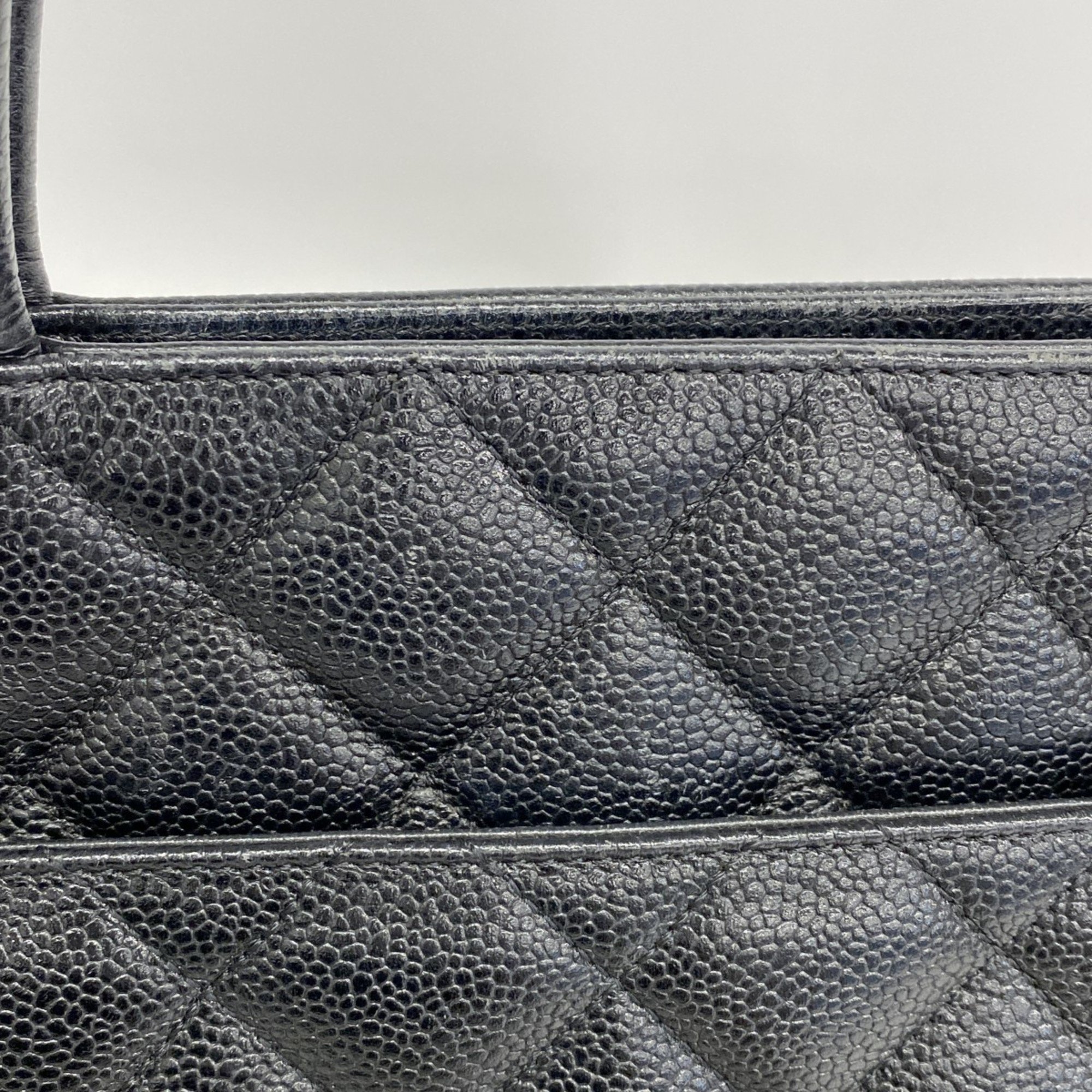 Chanel Tote Bag Reproduction Caviar Skin Black Women's