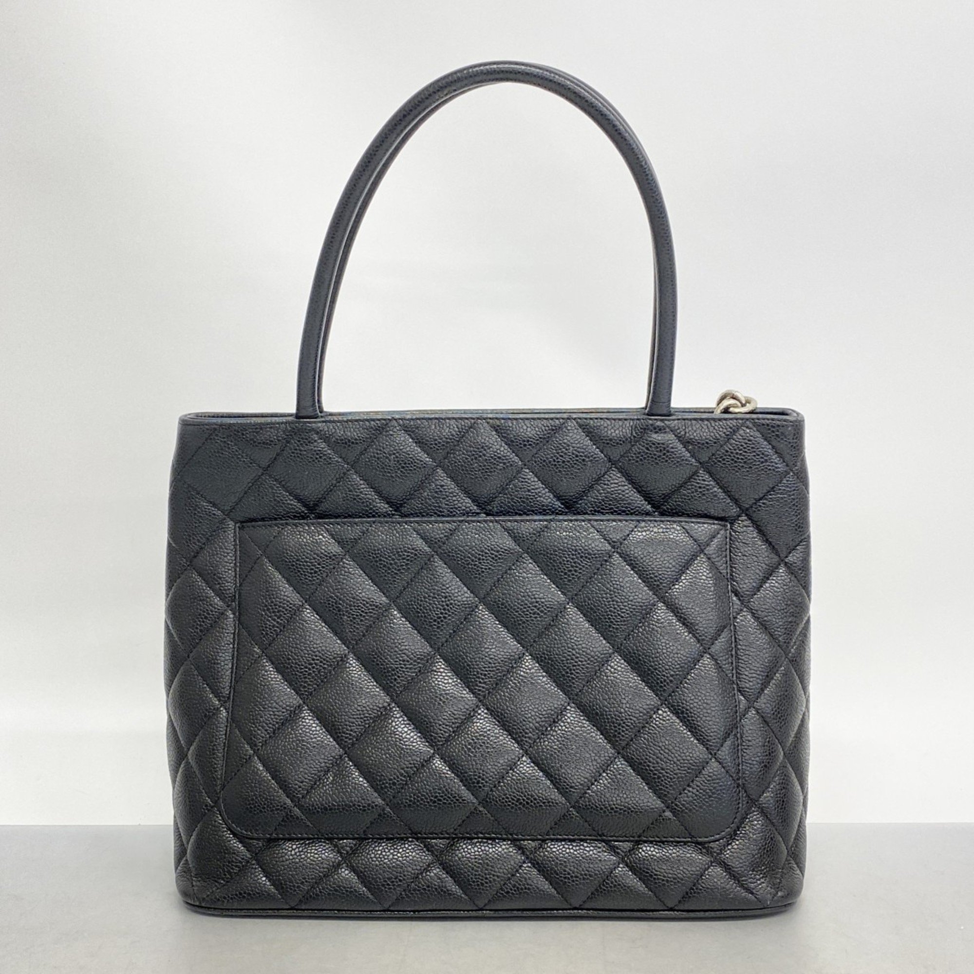 Chanel Tote Bag Reproduction Caviar Skin Black Women's