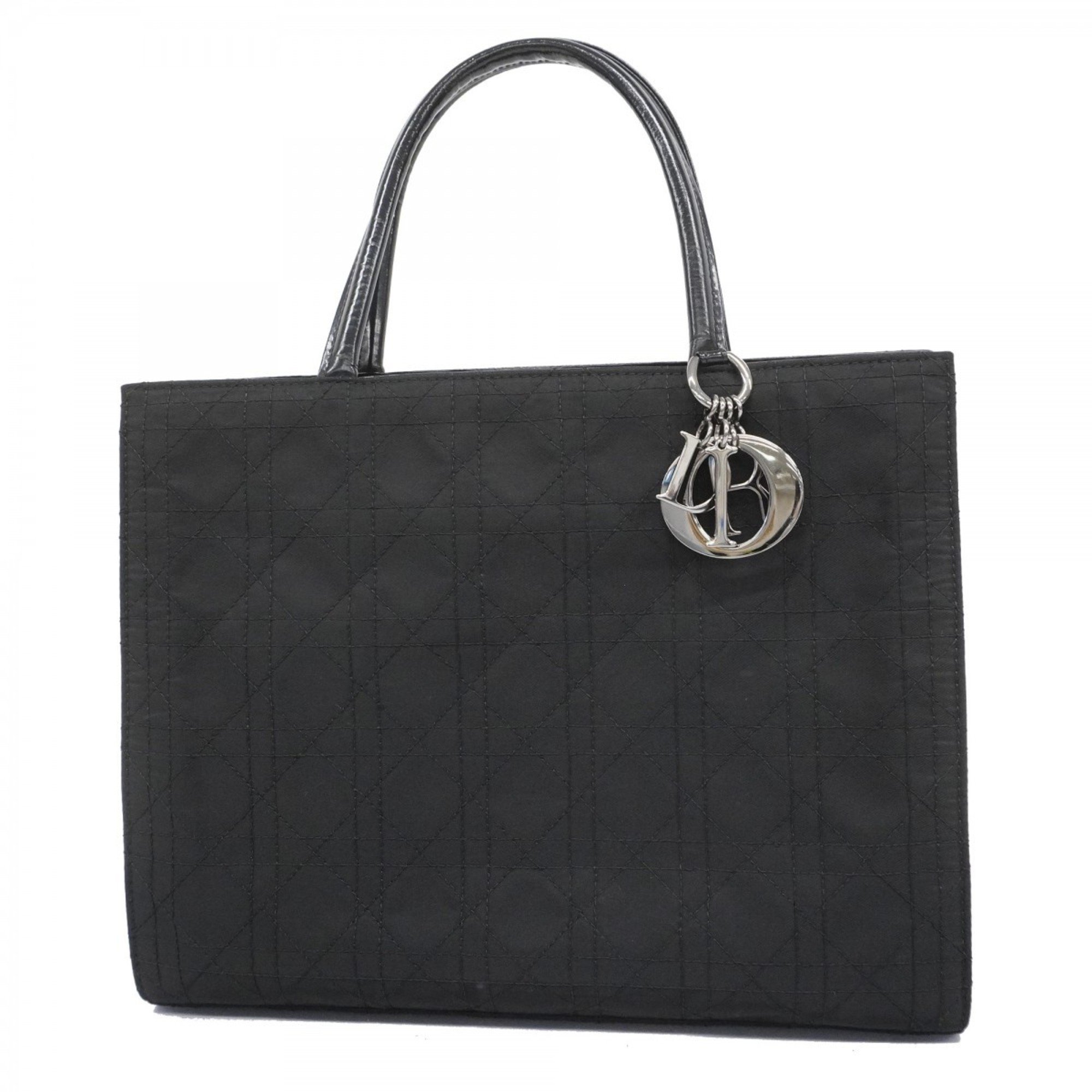 Christian Dior Tote Bag Cannage Nylon Black Women's