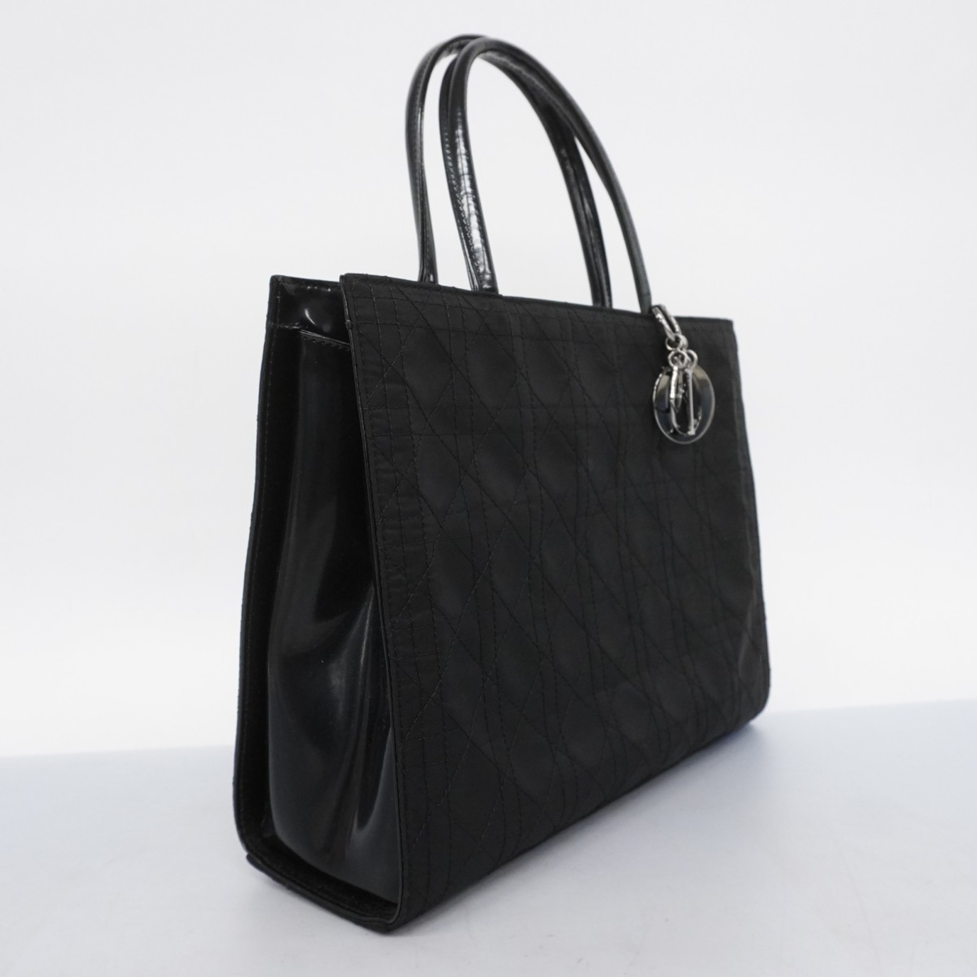 Christian Dior Tote Bag Cannage Nylon Black Women's