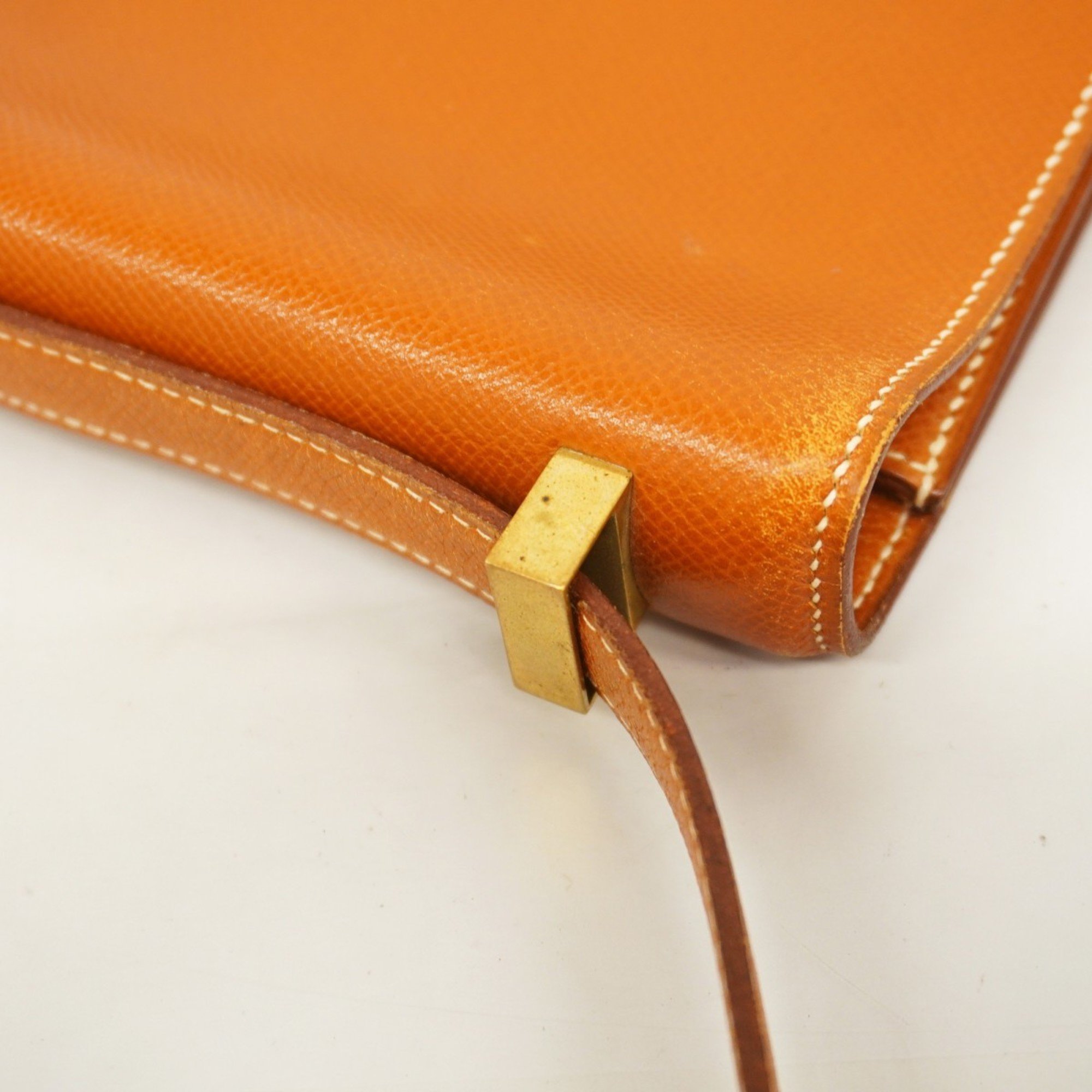 Hermes Shoulder Bag Sac A Depeche DPLG Cushvel Gold 〇R Engraved Ladies