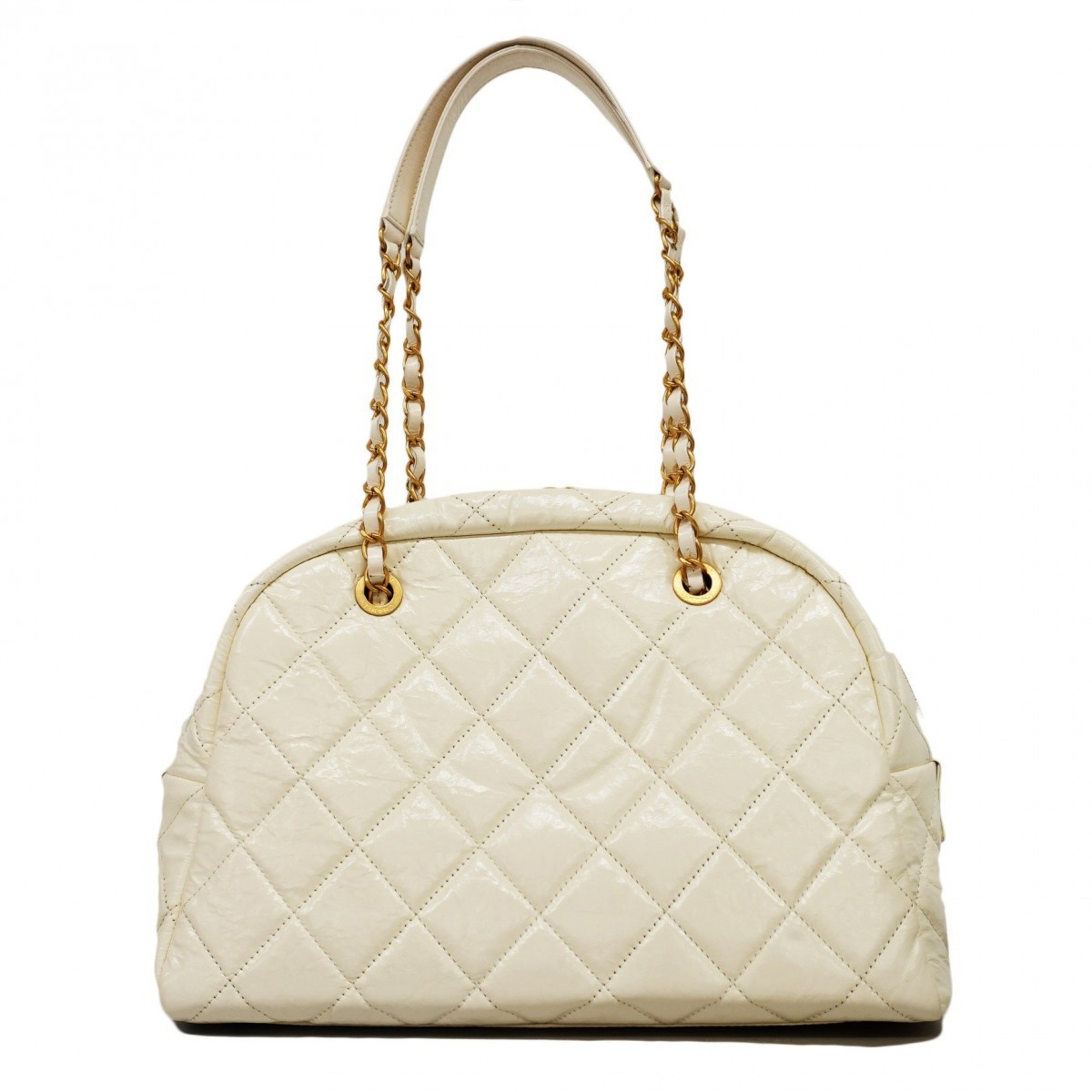 Chanel Shoulder Bag Matelasse Calfskin White Women's