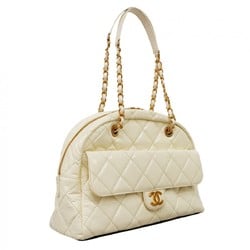 Chanel Shoulder Bag Matelasse Calfskin White Women's