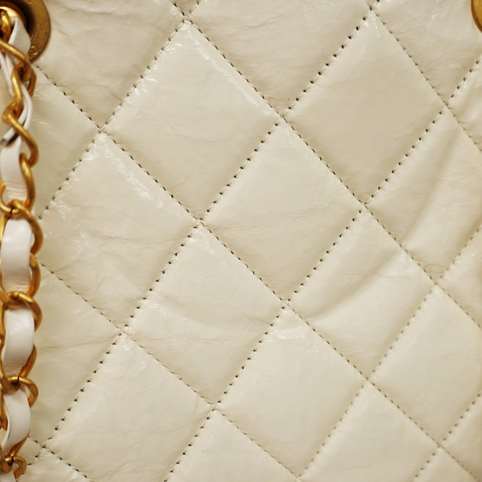 Chanel Shoulder Bag Matelasse Calfskin White Women's