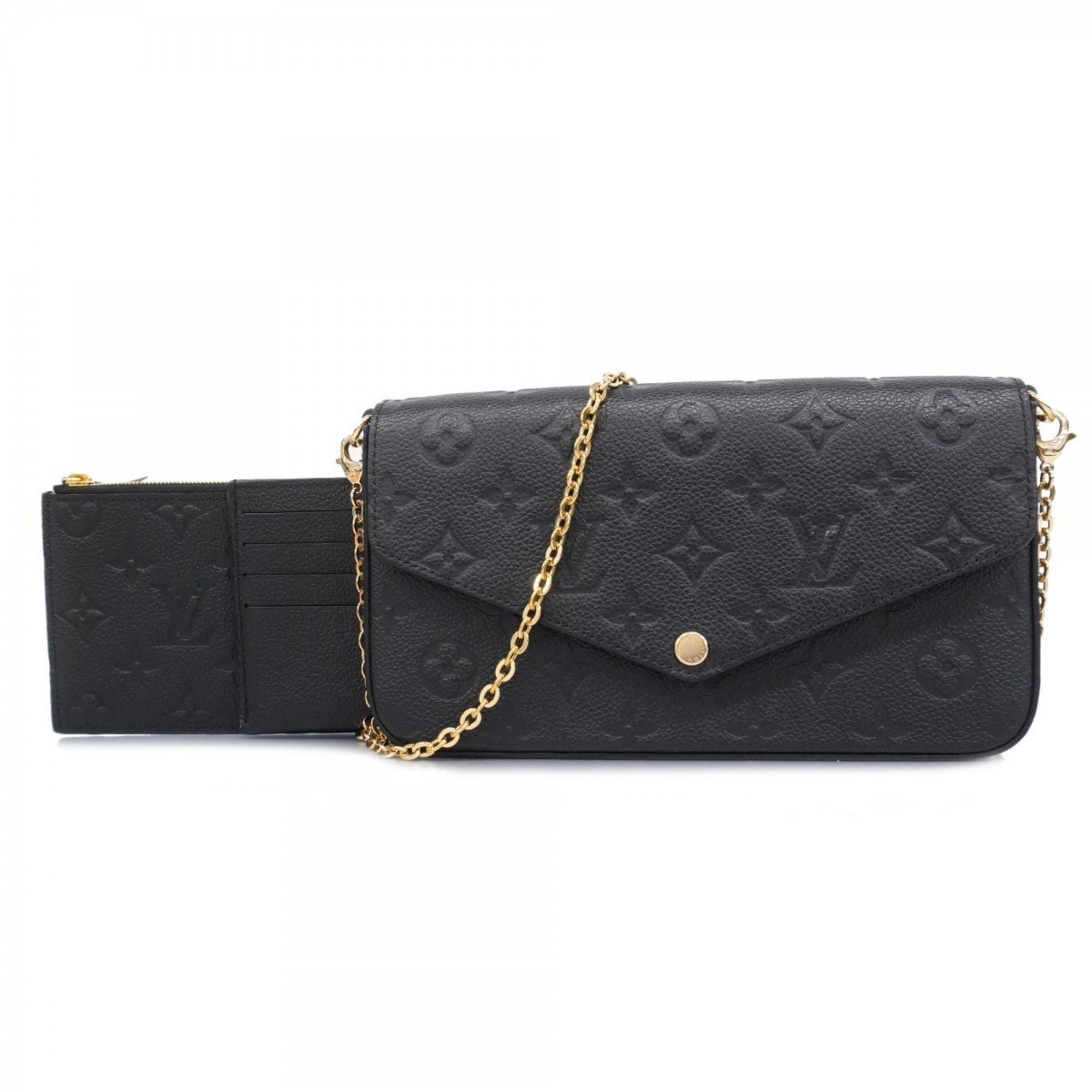 Louis Vuitton Shoulder Wallet Monogram Empreinte Pochette Felicie M64064 Noir Ladies