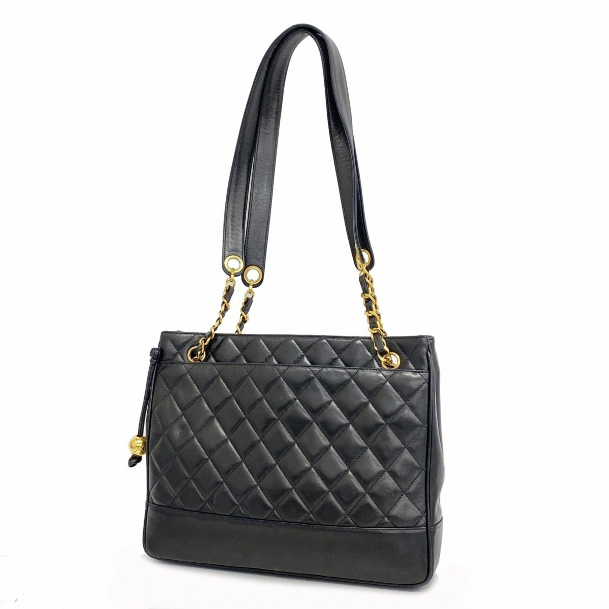 Chanel Shoulder Bag Matelasse Lambskin Black Ladies