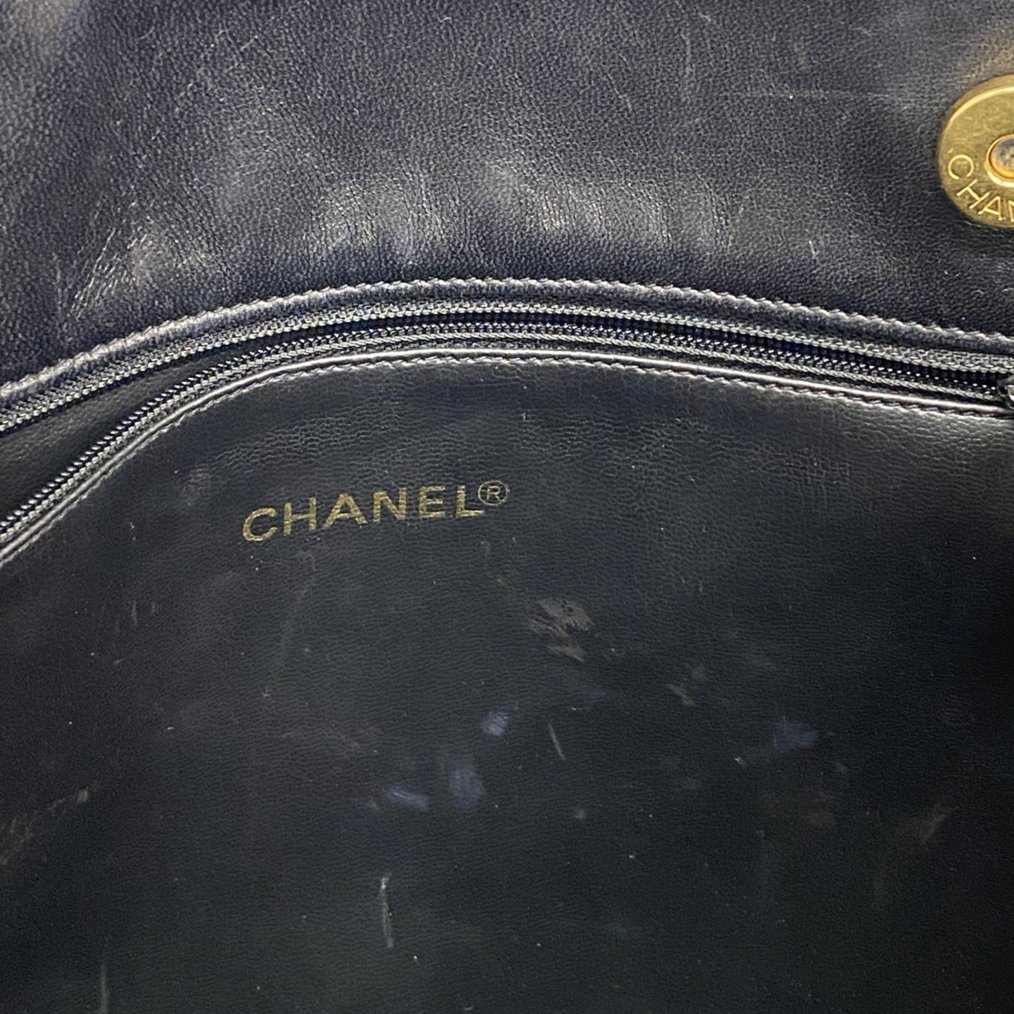 Chanel Shoulder Bag Matelasse Lambskin Black Ladies