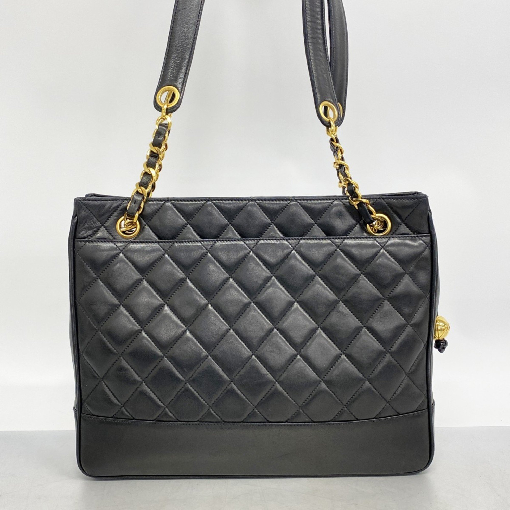 Chanel Shoulder Bag Matelasse Lambskin Black Ladies