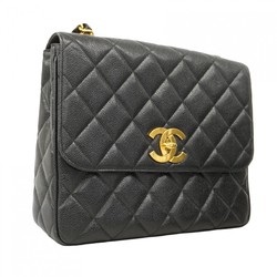 Chanel Shoulder Bag Matelasse Decacoco Caviar Skin Black Women's