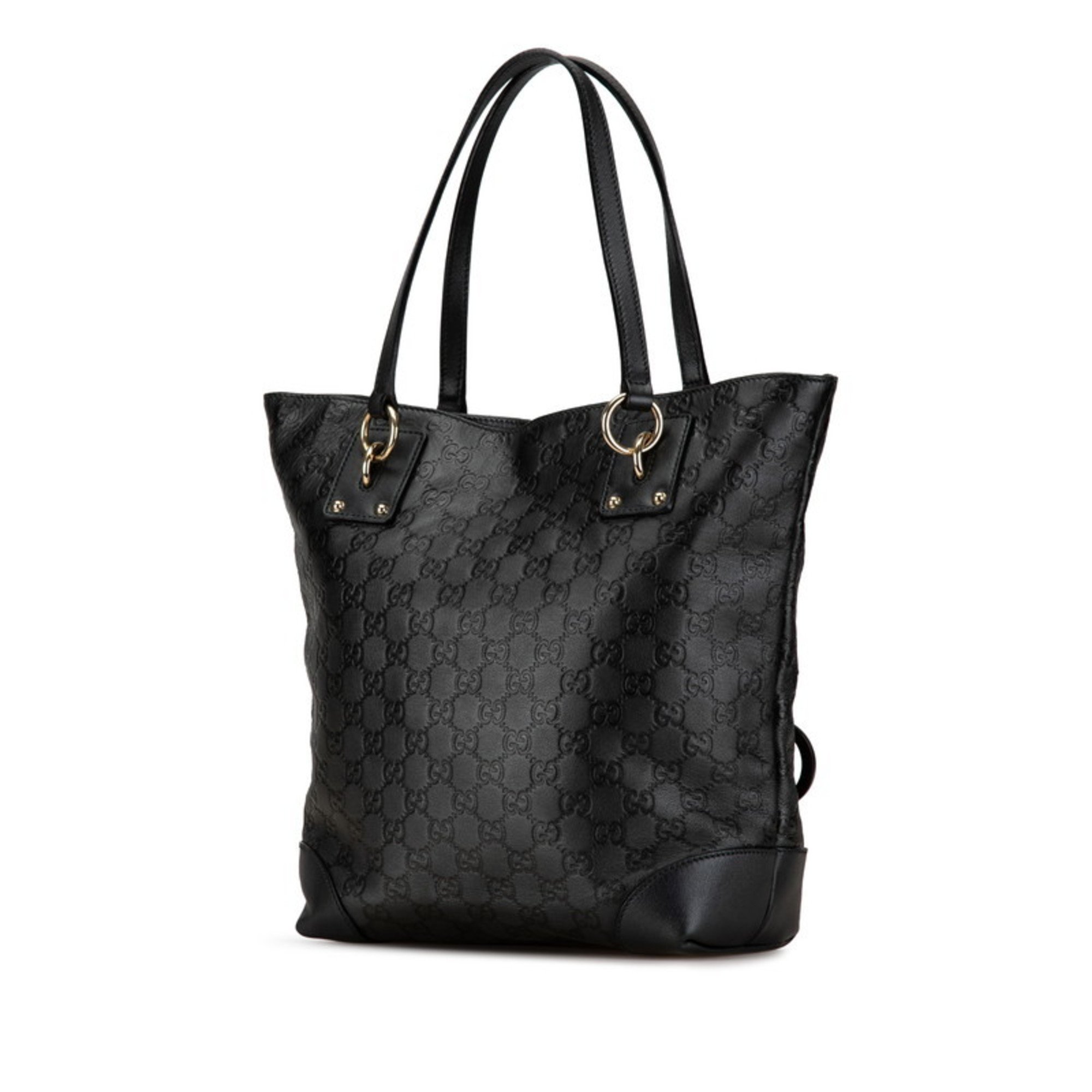 Gucci Guccissima Interlocking G Tote Bag 247237 Black Leather Women's GUCCI