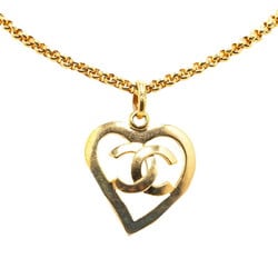 Chanel Coco Mark Heart Motif Necklace Gold Plated Women's CHANEL