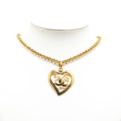 Chanel Coco Mark Heart Motif Necklace Gold Plated Women's CHANEL