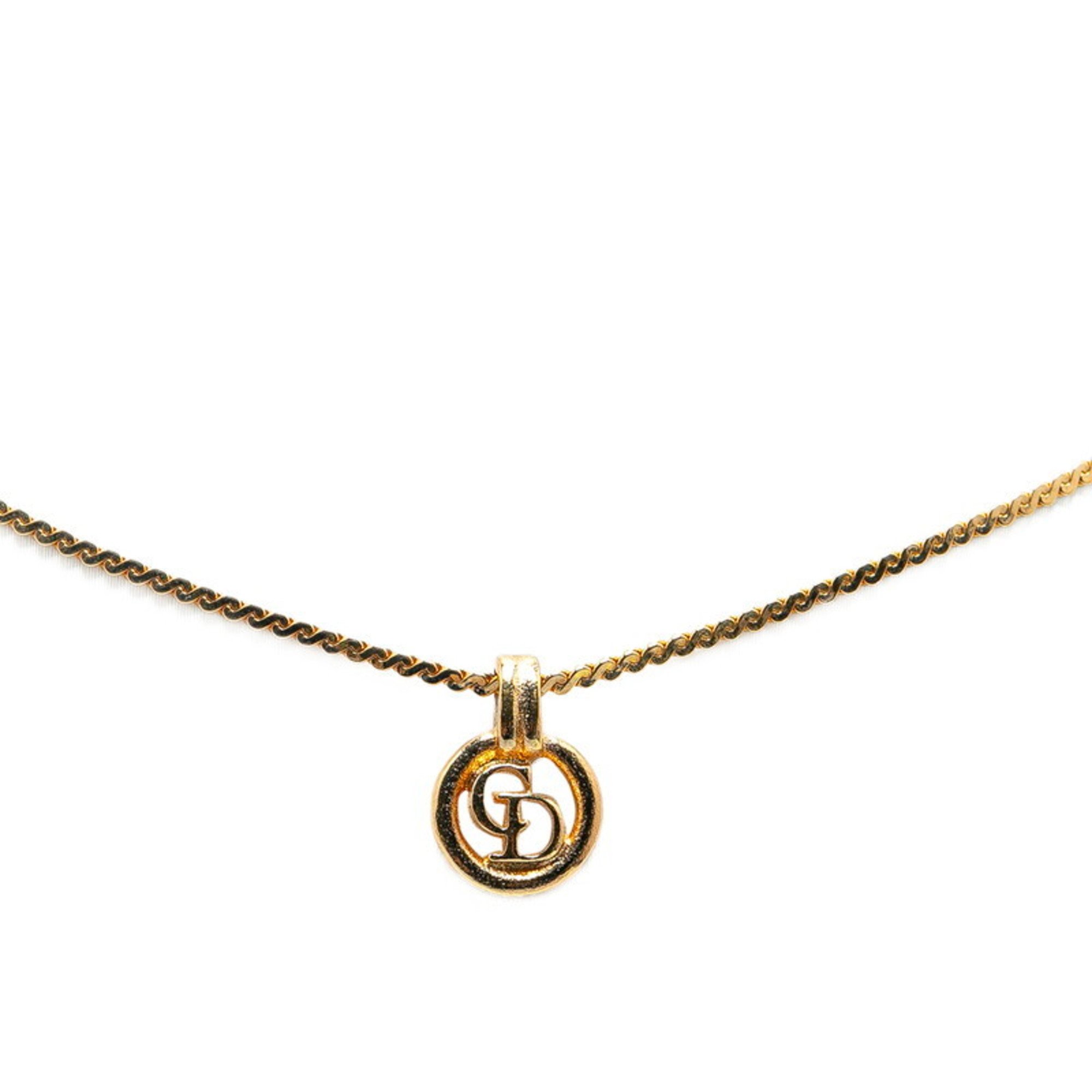 Christian Dior Dior CD Circle Necklace Gold Plated Women's