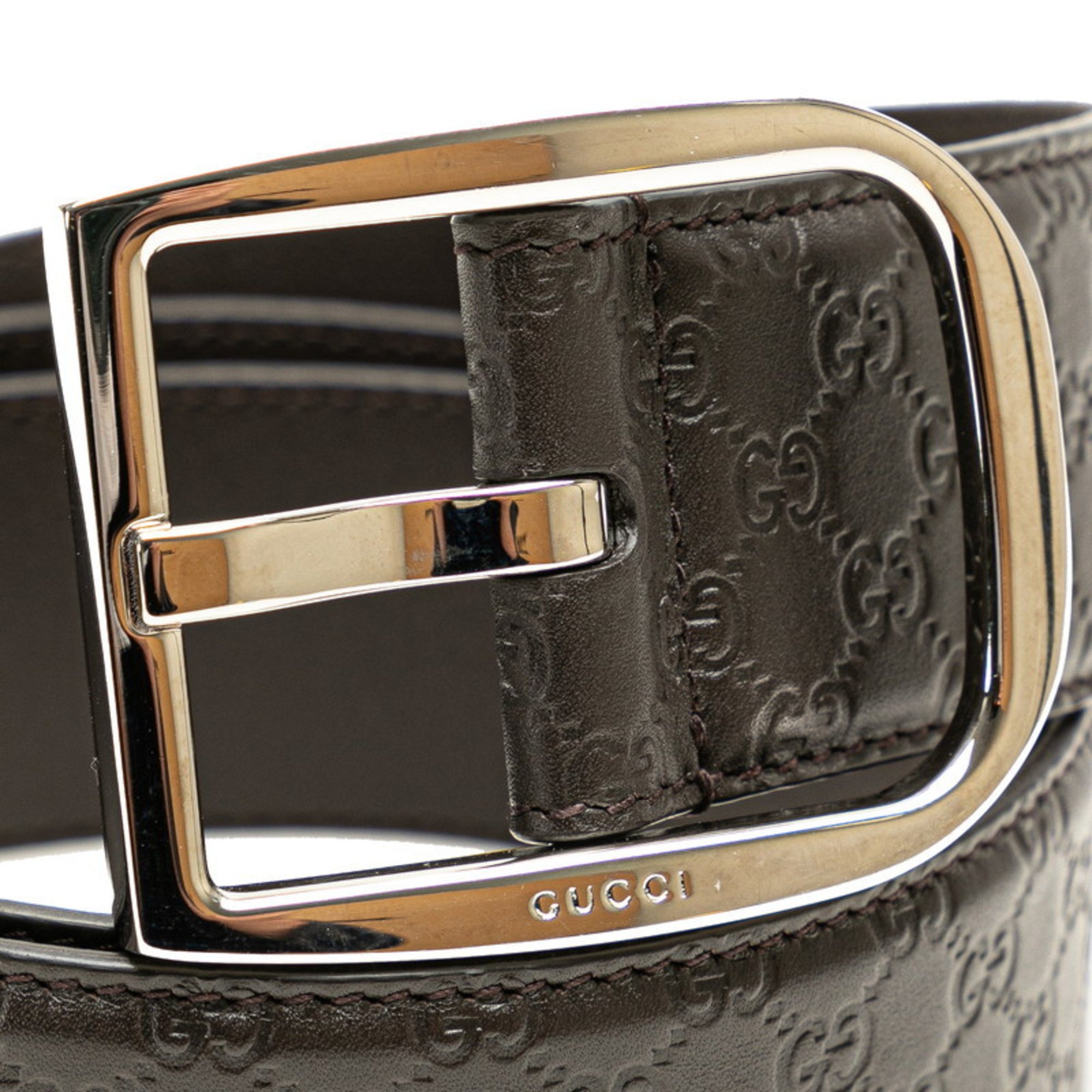 Gucci Guccissima Belt 85/34 449716 Brown Leather Men's GUCCI