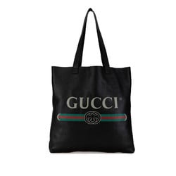 Gucci Print Large Tote Bag 572768 Black Leather Women's GUCCI