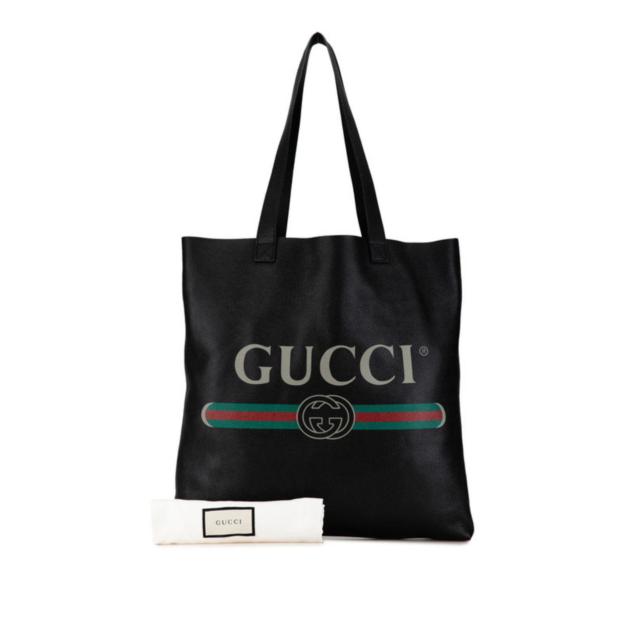 Gucci Print Large Tote Bag 572768 Black Leather Women's GUCCI