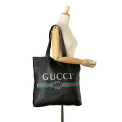 Gucci Print Large Tote Bag 572768 Black Leather Women's GUCCI