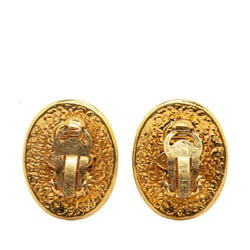 Chanel Coco Mark Round Earrings Gold Plated Women's CHANEL