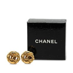 Chanel Matelasse Coco Mark Earrings Gold Plated Women's CHANEL