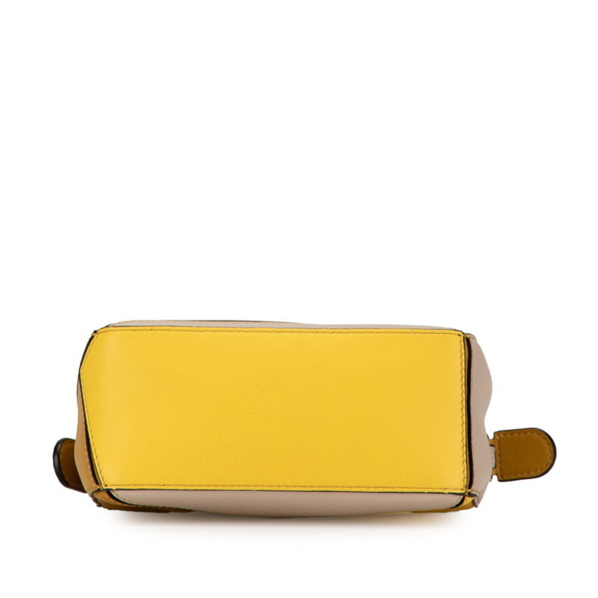 LOEWE Anagram Puzzle Bag Handbag Shoulder Yellow White Leather Women's