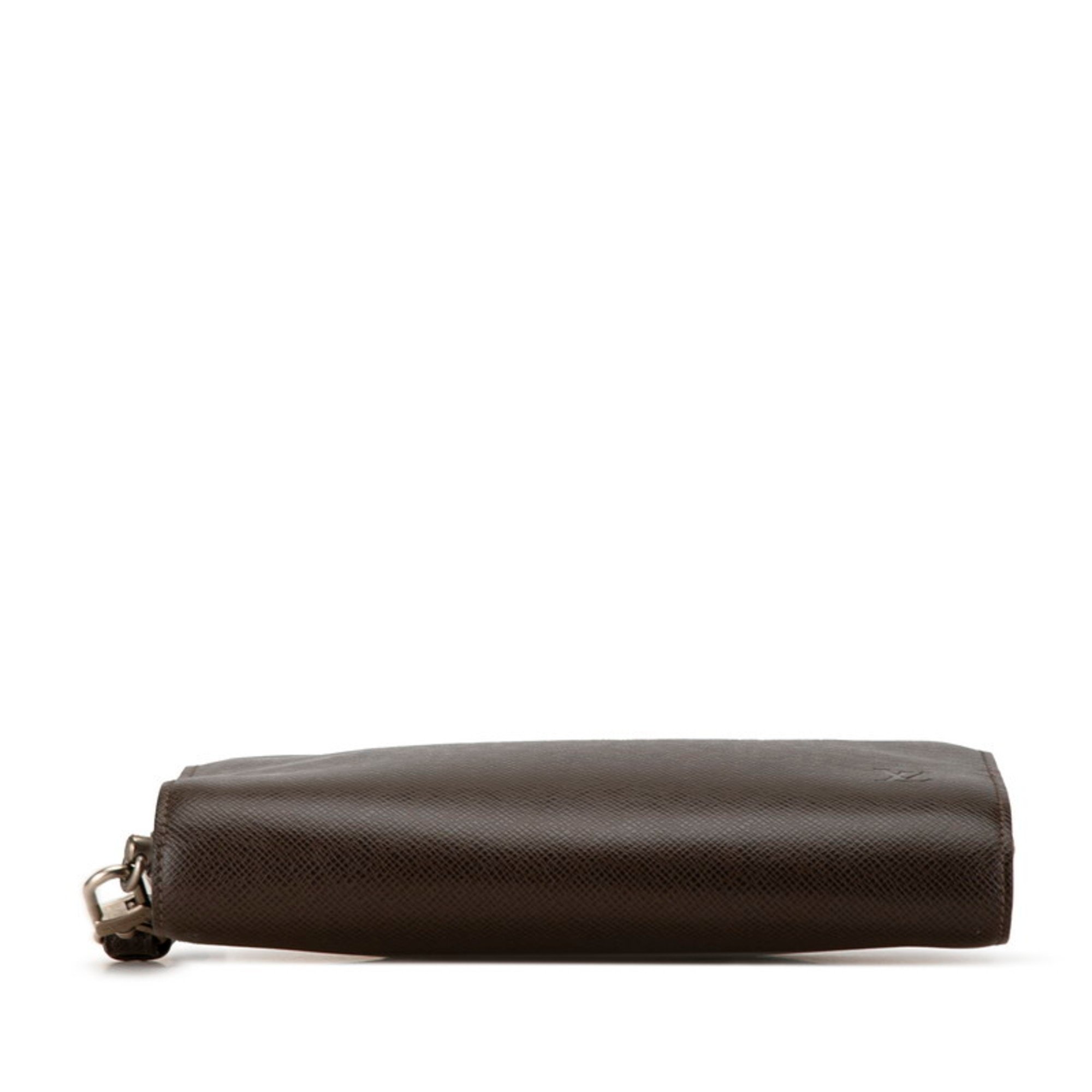 Louis Vuitton Taiga Baikal Clutch Bag Second M30186 Grisli Brown PVC Leather Women's LOUIS VUITTON