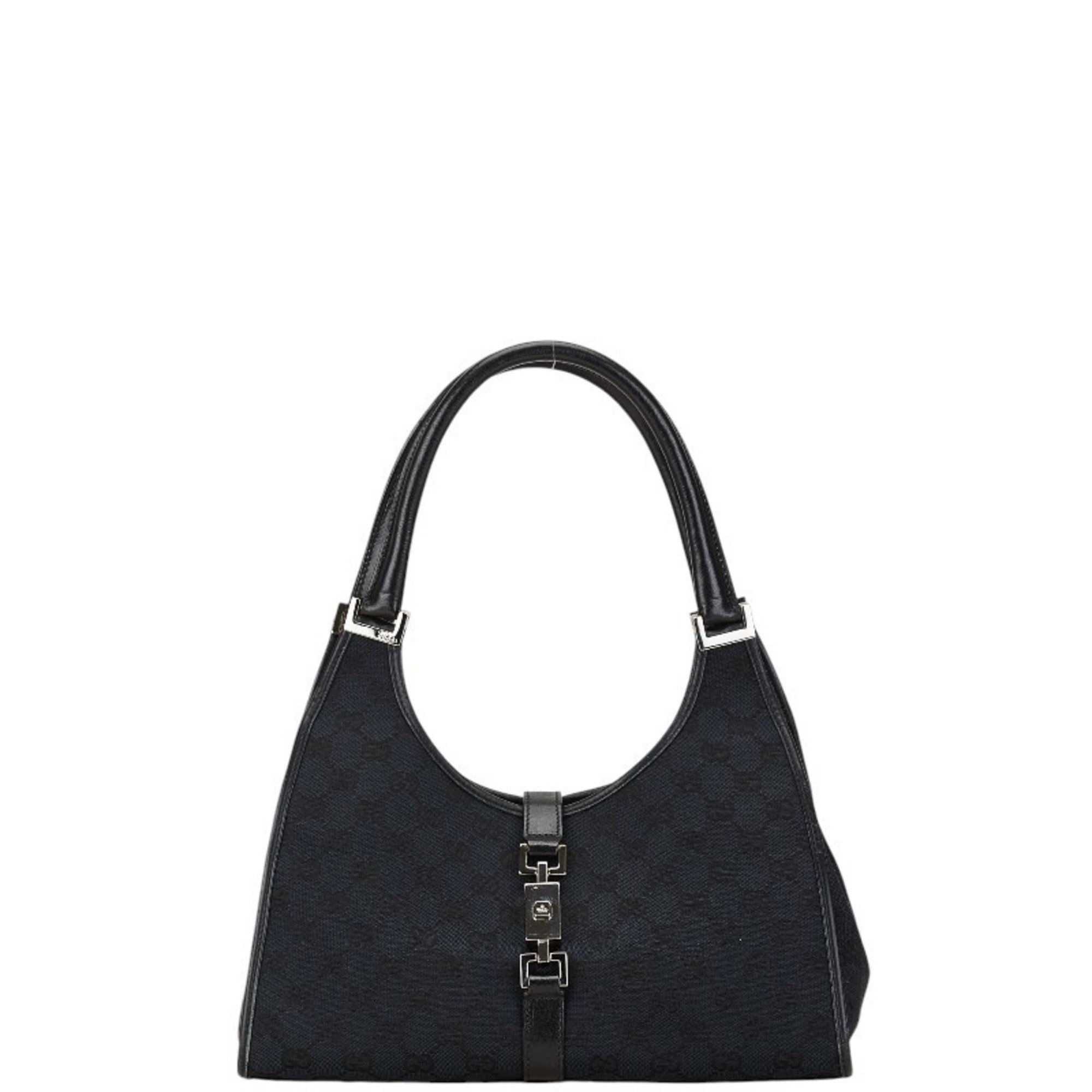 Gucci GG Canvas Jackie Handbag 002 1067 002113 Black Leather Women's GUCCI