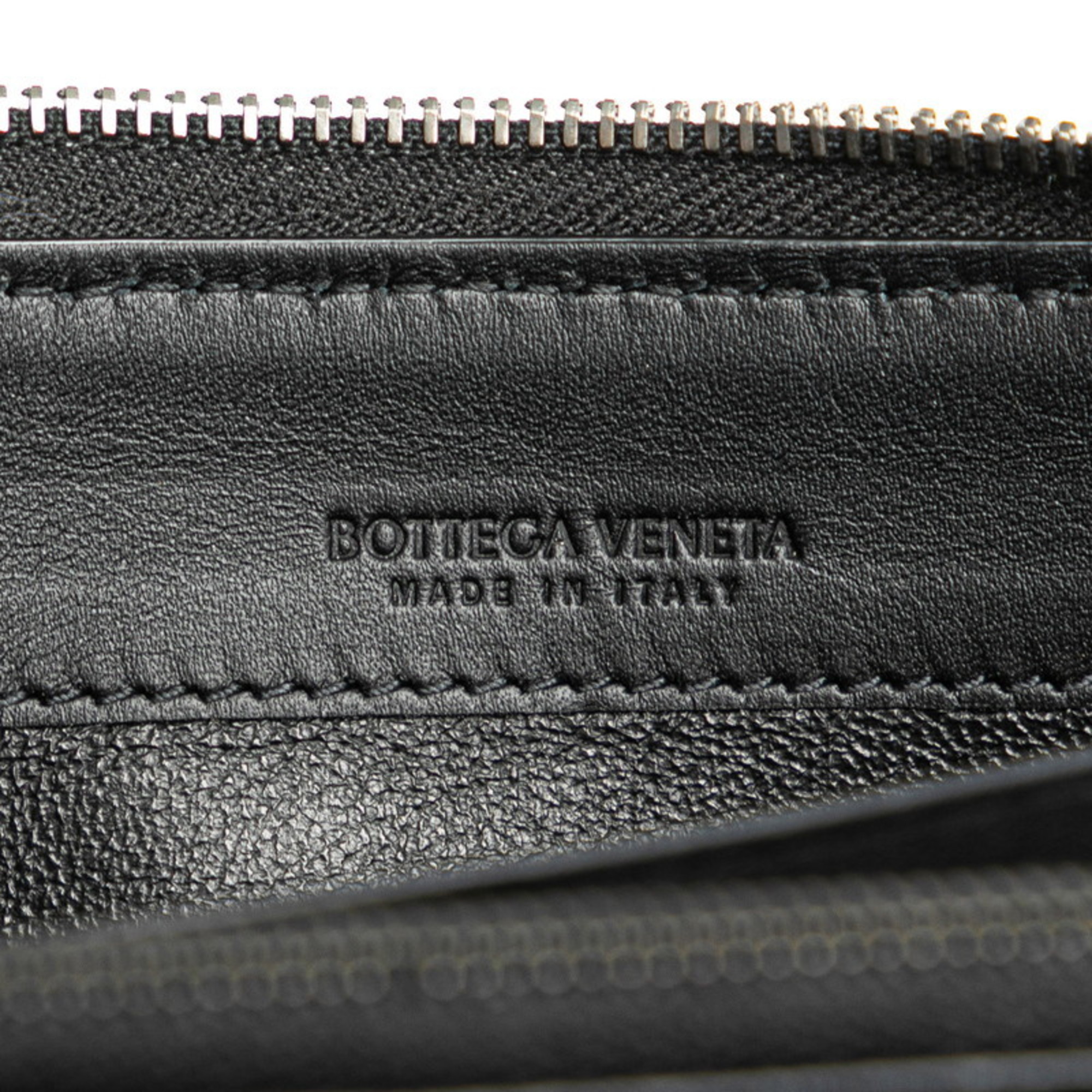 Bottega Veneta Intrecciato Round Long Wallet Black Leather Women's BOTTEGAVENETA