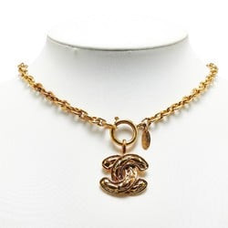 Chanel Matelasse Coco Mark Necklace Gold Plated Women's CHANEL