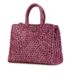 Salvatore Ferragamo Gancini Handbag EE-21 1101 Purple Raffia Women's