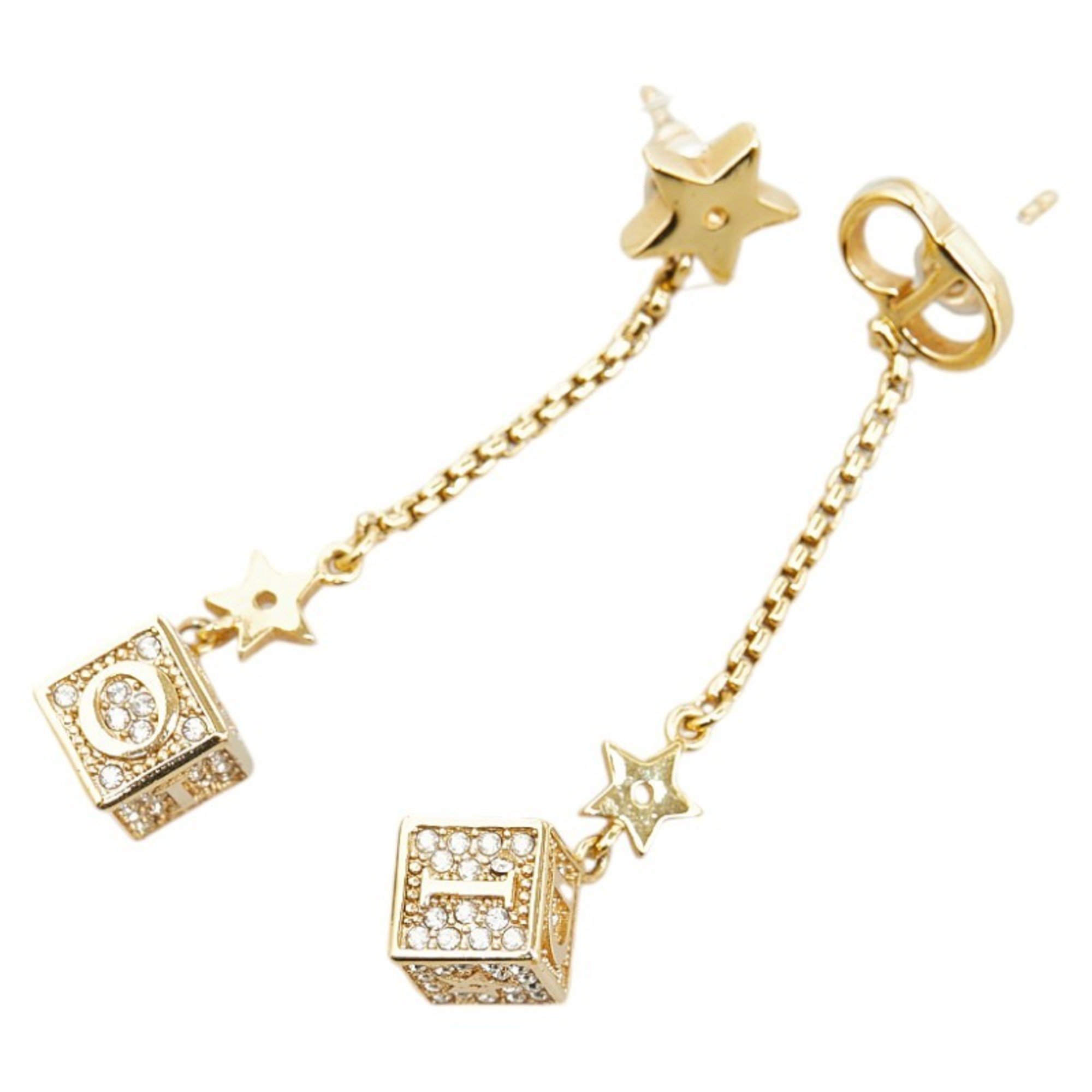 Christian Dior Dior rhinestone earrings, gold plated, for women